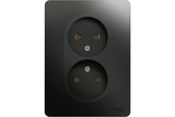 Розетка двойная без заземления 16А в сборе антрацит GLOSSA - СКЛАД13.РФ