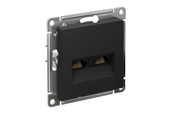 Розетка компьютерная 2-местная Atlas Design RJ45+RJ45 кат.5Е механизм Карбон - СКЛАД13.РФ