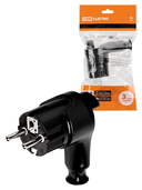 Вилка угловая c/з черная с кнопкой извлечения из сети 16А 250В TDM - СКЛАД13.РФ