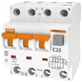 Автоматический Выключатель Дифференциального тока АВДТ 63 4P(3P+N) C25 30мА 6кА тип А TDM  - СКЛАД13.РФ