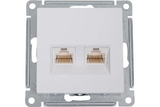 Розетка компьютерная 2-местная Atlas Design RJ45+RJ45 кат.5Е механизм Белый - СКЛАД13.РФ