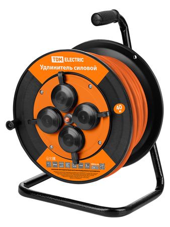 Удлинитель силовой УКз16-004 (IP44 4 места/50м ПВС 3х1,0) УС1-43127 TDM - СКЛАД13.РФ