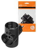 Тройник 3х2П 16А 250B черный TDM - СКЛАД13.РФ