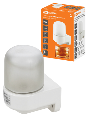 Светильник НПБ400-2 для сауны настенный, угловой, IP54, 60 Вт, белый, TDM - СКЛАД13.РФ