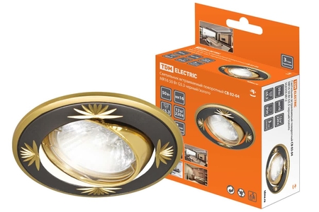 Светильник встраиваемый поворотный СВ 02-04 MR16 50Вт G5.3 чёрный/золото TDM - СКЛАД13.РФ
