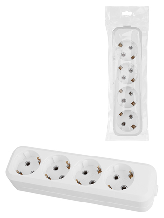 Колодка розеточная 4 гнезда 2П+3 16А 250В белая серии 