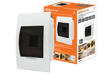 Бокс ЩРВ-П-4модуля встраиваемый пластик IP41 TDM - СКЛАД13.РФ