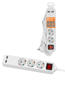 Удлинитель бытовой У03В-USB 3 гнезда, 2USB 2,4А, 1,5 м, вык., з/к, ПВС 3х0,75мм2 10А/250В белый TDM - СКЛАД13.РФ