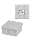 Распаячная коробка двухкомпонентная ОП 80х80х40 мм IP66 8 вх серая индивидуальный штрихкод TDM - СКЛАД13.РФ