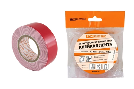 Двухсторонняя вспененная клейкая лента ширина 12 мм длина 10 м TDM - СКЛАД13.РФ