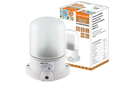 Светильник НПБ400П настенно-потолочный белый IP54 60 Вт основание-поликарбонат Народный TDM - СКЛАД13.РФ
