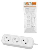 Удлинитель 3 гнезда 10 метров, б/з, 10 А, 2300 Вт, белый, НАРОДНЫЙ У-32015 (Ун 320-0001) TDM - СКЛАД13.РФ