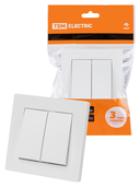 Выключатель 2-х клавишный 10А белый 