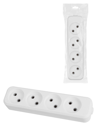 Колодка розеточная 4 гнезда 2П б/з 10А 250В белая серии 