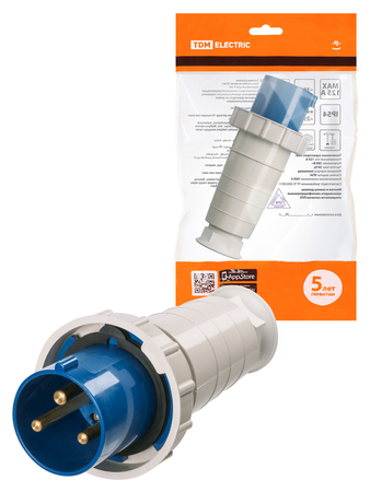 Вилка 033 2Р+РЕ 63А 220В IP54 TDM - СКЛАД13.РФ