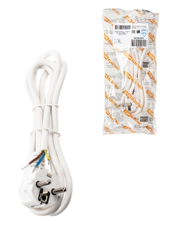 Шнур сетевой с вилкой ПВС-ВП 3x0,75мм² 3м с/з белый TDM - СКЛАД13.РФ