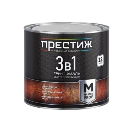 Грунт-эмаль 3в1 Престиж б/с Красно-коричневая 1,9кг  - СКЛАД13.РФ