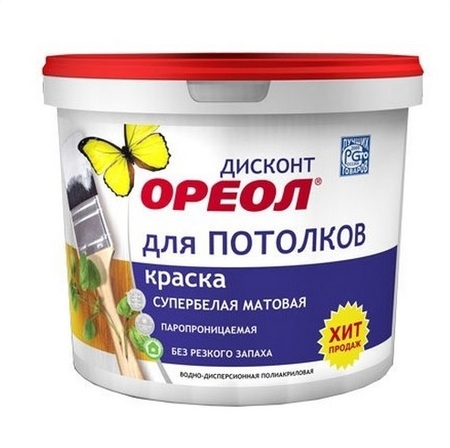 Краска водоэмульсионная ОРЕОЛ потолки 1,5кг - СКЛАД13.РФ