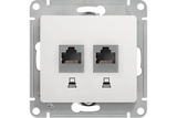 Розетка компьютерная RJ45+RJ45 кат.5е Glossa Белый - СКЛАД13.РФ