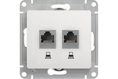 Розетка компьютерная RJ45+RJ45 кат.5е Glossa Белый - СКЛАД13.РФ