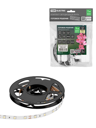 Комплект светодиодной ленты SMD2835-60 LED/м-12 В-4,8 Вт/м-IP20-3000 К (1 м), 6 Вт TDM - СКЛАД13.РФ
