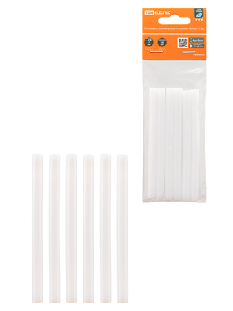 Клеевые стержни универсальные белые, 7 мм x 100 мм, 6 шт, 
