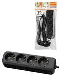 Удлинитель 4 гнезда, 3 метра, с/з, 10 А, 2300 Вт, черный, НАРОДНЫЙ У1-42050 (Ун1 420-0001) TDM - СКЛАД13.РФ
