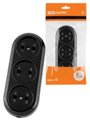 Розеточная колодка 3 гнезда 2П 16А 250B черная 