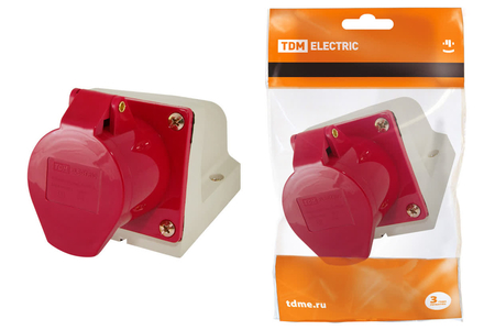 Розетка 125 стационарная 3Р+РЕ+N 32А 380В IP44 TDM - СКЛАД13.РФ