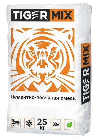 Смесь М-100 цементно песчаная Тайгер Микс Tiger mix 25кг ЗИМНЯЯ (56шт\упак) - СКЛАД13.РФ