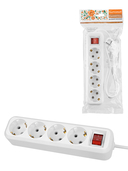 Удлинитель 4 гнезда 3 метра с/з выключатель 16А 3680Вт белый НАРОДНЫЙ У1-43059 (Ун1 431-0001) TDM - СКЛАД13.РФ