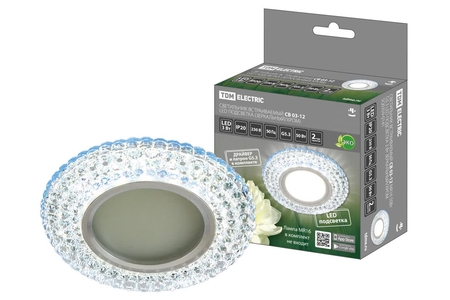 Светильник встраиваемый СВ 03-12 MR16 50Вт G5.3 LED подсветка 3 Вт зеркальный/хром TDM - СКЛАД13.РФ