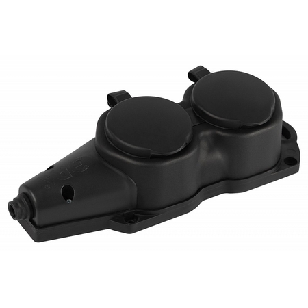 Колодка ЭРА каучуковая с заземлением 2 розетки 16A IP44 KX-2e-B-IP44 черная - СКЛАД13.РФ
