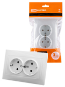 Розетка двойная 2П+З 16А 250В белая 