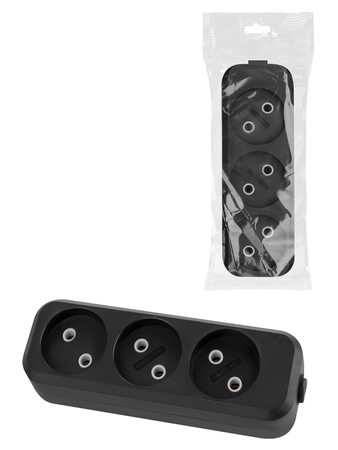 Колодка розеточная 3 гнезда 2П б/з 10А 250В черная серии 