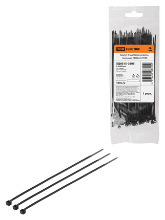 Хомут 4,8х450мм нейлон (черный) (100шт) TDM - СКЛАД13.РФ