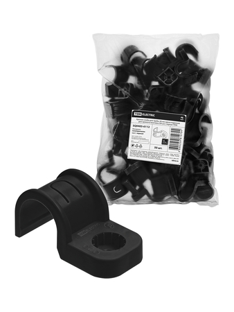 Крепеж-скоба для трубы 20 мм односторонняя для прямого монтажа (50 шт.) черная TDM - СКЛАД13.РФ