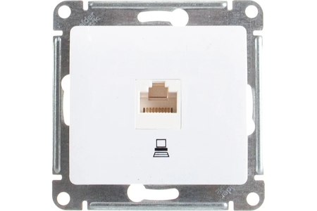 Розетка компьютерная RJ45 кат.5е Glossa Белый - СКЛАД13.РФ