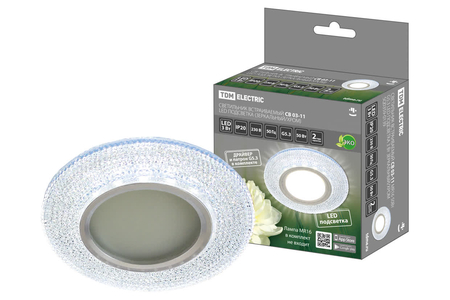 Светильник встраиваемый СВ 03-11 GX53 230В LED подсветка 5 Вт зеркальный/хром TDM - СКЛАД13.РФ