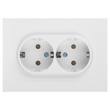 Розетка Intro Accent 6-205-01 двойная 2X2P+E Schuko 16А-250В IP20 СУ AL/CU белый - СКЛАД13.РФ