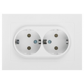 Розетка Intro Accent 6-205-01 двойная 2X2P+E Schuko 16А-250В IP20 СУ AL/CU белый - СКЛАД13.РФ