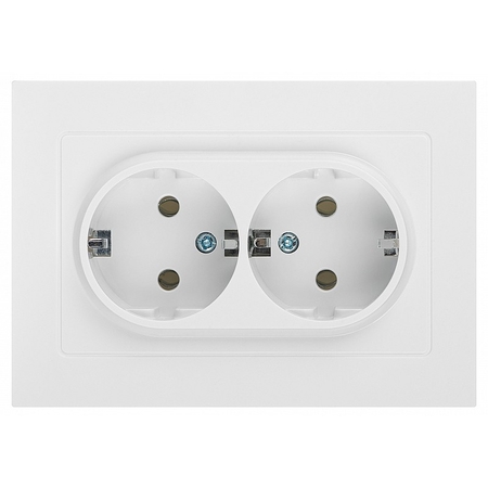 Розетка Intro Accent 6-205-01 двойная 2X2P+E Schuko 16А-250В IP20 СУ AL/CU белый - СКЛАД13.РФ
