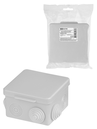 Распаячная коробка ОП для прямого монтажа 80х80х50 мм, крышка, IP54, 7 вх. TDM - СКЛАД13.РФ