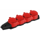 Колодка ЭРА каучуковая с заземлением 4 розетки 16A IP44 KX-4e-RED-IP44 красная - СКЛАД13.РФ