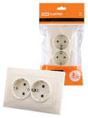 Розетка двойная 2П+З 16А 250В слоновая кость 