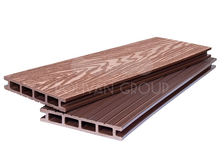 Террасная доска ПУСТОТЕЛАЯ (20*140*2900мм) VELVET+3D WOOD PG SINGARAJA ДПК тёмно-коричневый №5  - СКЛАД13.РФ