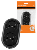 Розеточная колодка 2 гнезда 2П 16А 250B черная 