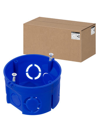 Установочная коробка СП D68х42 мм, саморезы, без стыковочных узлов, синяя, IP20, TDM - СКЛАД13.РФ