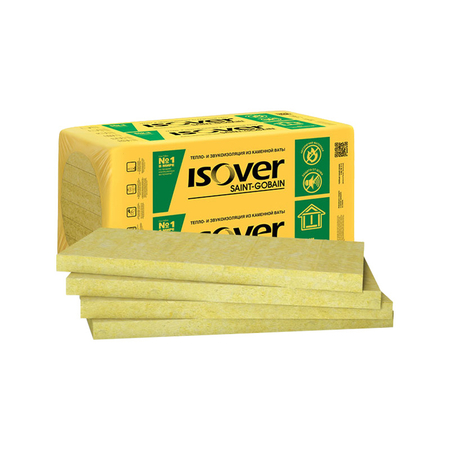 Утеплитель минеральная каменая вата плита ISOVER Венти Оптимал 1000*600*50мм (6шт/0,18м3) 80кг/м³ - СКЛАД13.РФ
