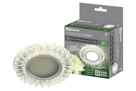 Светильник встраиваемый СВ 03-06 MR16 50Вт G5.3 LED подсветка 3 Вт зеркальный/хром TDM - СКЛАД13.РФ